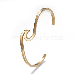 304 Stainless Steel Cuff Bangles, Golden, 2-1/4 inchx1-3/4 inch(5.65x4.6cm)(BJEW-G611-01G)