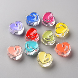 Transparent Enamel Acrylic Beads, Heart, Mixed Color, 20x21.5x9mm, Hole: 3.5mm(TACR-S155-004)