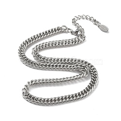 304 Stainless Steel Cuban Link Chain Necklace, Stainless Steel Color, 16.14 inch(41cm)(NJEW-D045-04P)