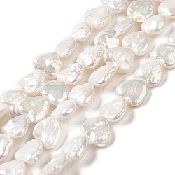 Natural Keshi Pearl Beads Strands, Baroque Pearls, Cultured Freshwater Pearl, Heart, Grade 5A, PapayaWhip, 12~15x11.5~13x4~6.5mm, Hole: 0.5mm, about 33~34pcs/strand, 14.76~14.96 inch(37.5~38cm)(PEAR-E016-049)