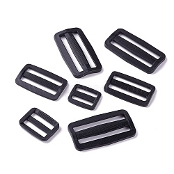 CHGCRAFT 100Pcs 5 Style Plastic Buckle Clasps, For Webbing, Strapping Bags, Garment Accessories, Rectangle, Black, 23~32.5x27.5~59x4~5.5mm, Hole: 4~5x21~50mm, 20pcs/Style(KY-CA0001-08)