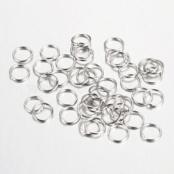 Iron Open Jump Rings, Round, Platinum, 4x0.7mm, 21 Gauge, Inner Diameter: 2.6mm, about 25000pcs/1000g(IFIN-A018-4mm-P)