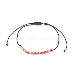 Morse Code I LOVE YOU Bracelets, Glass Seed Beaded Braided Bead Bracelet, Adjustable Valentine's Day Bracelet Gift for Women, Red, Inner Diameter: 1/2~3-1/2 inch(1.3~9cm)(BJEW-JB08949-01)