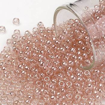 TOHO Round Seed Beads, Japanese Seed Beads, (631) Light Rosaline Transparent Luster, 8/0, 3mm, Hole: 1mm, about 222pcs/10g