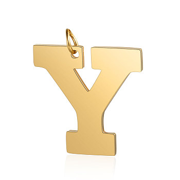 201 Stainless Steel Pendants, Letter, Golden, Letter.Y, 29.5x30x1.5mm, Hole: 4.5mm