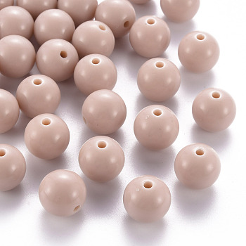 Opaque Acrylic Beads, Round, PeachPuff, 16x15mm, Hole: 2.8mm, about 220pcs/500g