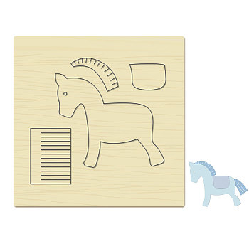 Wood Cutting Dies, with Steel, for DIY Scrapbooking/Photo Album, Decorative Embossing DIY Paper Card, Horse Pattern, 15x15cm