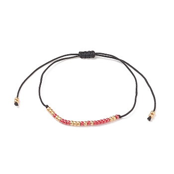 Morse Code I LOVE YOU Bracelets, Glass Seed Beaded Braided Bead Bracelet, Adjustable Valentine's Day Bracelet Gift for Women, Red, Inner Diameter: 1/2~3-1/2 inch(1.3~9cm)