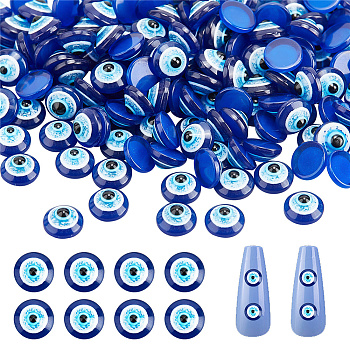 200Pcs Resin Cabochons, Evil Eye, Nail Art Decorate Accesosries, Blue, 6x3mm