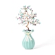 Natural & Synthetic Gemstone Chips with Brass Wrapped Wire Money Tree on Ceramic Vase Display Decorations(DJEW-B007-01C)-1