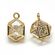 Brass Cubic Zirconia Charms(X-KK-T032-033G)-1