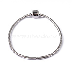 Tarnish Resistant 304 Stainless Steel Round Snake Chain European Style Bracelet Making, with European Clasps, Stainless Steel Color, 210x3mm(STAS-L178-SL0202-21)