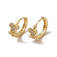 KC Gold Plated Brass Micro Pave Cubic Zirconia Hoop Earring, Butterfly, 14.5x8.5mm(EJEW-L271-01KCG-09)