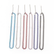 Enamel Wheat Link Chain Necklace, 304 Stainless Steel Jewelry for Women, Stainless Steel Color, Mixed Color, 16.5 inch(41.8cm)(NJEW-P220-02P)