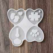 DIY Silicone Pendant Molds, Resin Casting Molds, Clay Craft Mold Tools, Heart, White, 117x111x9mm, Hole: 5.5~18.5x5.5~22mm, Inner Diameter: 47~61x46.5~53mm(SIMO-P005-02)