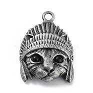 Tibetan Style Alloy Pendnat, Frosted, Cat Shape, Antique Silver, 37x25.5x7mm, Hole: 3.2mm(PALLOY-H133-11AS)