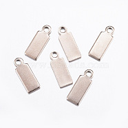 Ion Plating(IP) 304 Stainless Steel Pendant End Piece, Stamping Blank Tag Charms, Rectangle, Rose Gold, 11x4x0.7mm, Hole: 1.5mm(STAS-E127-07RG)