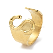 Real 18K Gold Plated 304 Stainless Steel Initial Letter Open Cuff Rings, Letter S, Inner Diameter: 17.8mm(RJEW-L109-007G-S)