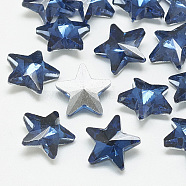 Pointed Back Glass Rhinestone Cabochons, Back Plated, Faceted, Star, Montana, 9.5x10x5mm(RGLA-T085-10mm-13)