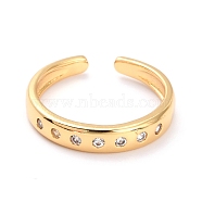 Brass Micro Pave Clear Cubic Zirconia Cuff Rings, Open Rings, Golden, US Size 7, Inner Diameter: 17.6mm(RJEW-O046-07G)