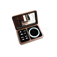 Wooden Jewelry Storage Boxes, with Magnetic Flip Cover, Velvet & Mirror Inside, Rectangle, Black, 15x9.5cm(WOCR-PW0001-076A)