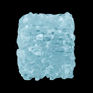 Luminous Resin Cabochons, Cube Candy, Glow in Dark, Light Blue, 13x13x11.5mm(RESI-E041-02A)