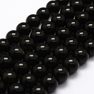 Natural Obsidian Beads Strands, Round, 10mm, Hole: 1.2mm, about 42pcs/strand, 16 inch(X-G-F364-08-10mm)