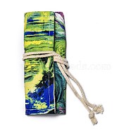 Handmade Canvas Pencil Roll Wrap 12 Holes, Multiuse Roll Up Pencil Case, Pen Curtain, for Coloring Pencil Holder Organizer, Floral Pattern, 20.2x22.2x0.4cm(ABAG-B002-08)