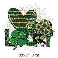 Saint Patrick's Day Theme PET Sublimation Stickers, Heat Transfer Film, Iron on Vinyls, for Clothes Decoration, Heart, 213x230mm(PW-WG54065-08)