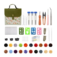 Wool Needle Felting Kit for Beginners, Needle Felting Tools for Starter, Wool Roving Set with Wool Felt Tools & Foam Mat, Olive Drab, Packaging: 183x180x65mm(PW-WG98003-01)