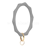 Silicone Bangle Keychian, with Alloy Spring Gate Ring, Golden, Gray, 9.5cm(MOBA-PW0001-32K)