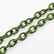 Handmade Nylon Cable Chains Loop, Oval, Lime Green, 8~9x11~13x2mm, about 85cm/strand, 33.5 inch(X-EC-A001-28)