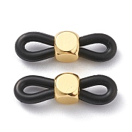 Eyeglass Holders, Glasses Rubber Loop Ends, with Cube Brass Beads, Black, 20x6x5mm(X-KK-A148-05G-A)