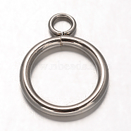 Ring 304 Stainless Steel Pendants, Stainless Steel Color, 21x15.5x2mm, Hole: 3mm and 12mm(STAS-F075-P17A)