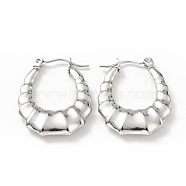 304 Stainless Steel Teardrop Hoop Earrings for Women, Stainless Steel Color, 25.5x20x4mm, Pin: 0.8mm(EJEW-G293-12P)