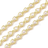 Brass Link Chains, with Glass, Rack Plating Real 18K Gold Plated, Soldered, with Spools, Long-Lasting Plated, Cadmium Free & Lead Free, Real 18K Gold Plated, 16x6x4mm(CHC-C006-05G)
