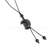 Natural Silver Obsidian Pendant for Mobile Phone Strap, Haging Charms Decoration, Moon, 12cm(PW-WG59344-11)
