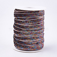 Glitter Sparkle Ribbon, Polyester & Nylon Ribbon, Colorful, 3/8 inch(9.5~10mm), about 50yards/roll(45.72m/roll)(SRIB-T002-01B-19)