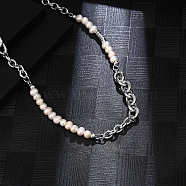 Stainless Steel Imitation Pearl Necklaces for Unisex(KU6106)