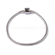 304 Stainless Steel Round Snake Chain European Style Bracelet Making, with European Clasps, Stainless Steel Color, 210x3mm(STAS-L178-SL0202-21)