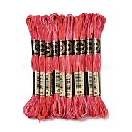 10 Skeins 6-Ply Polyester Embroidery Floss, Cross Stitch Threads, Segment Dyed, Crimson, 0.5mm, about 8.75 Yards(8m)/skein(OCOR-K006-A40)