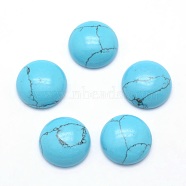 Synthetic Turquoise Cabochons, Half Round, 14~14.5x6mm(G-P393-R13-14.5mm)