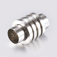 304 Stainless Steel Magnetic Clasps with Glue-in Ends, Column, Stainless Steel Color, 16x10mm, Hole: 6mm(STAS-K157-68P)