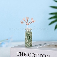 Chip Natural Green Aventuriine & Rose Quartz Display Decorations, with Glass Bottle and Copper Wire, Wishing Tree, 81x26x21.5mm(DJEW-D005-01R-05)