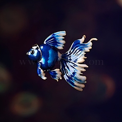 Goldfish Enamel Pins, Alloy Brooches for Backpack Clothes, Golden, Blue, 42x49mm(PW-WG85AC2-01)