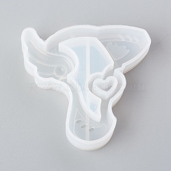 Shaker Mold, DIY Quicksand Jewelry Silicone Molds, Resin Casting Molds, For UV Resin, Epoxy Resin Jewelry Making, Wing Launcher, White, 58x61x14mm(X-DIY-D024-13)