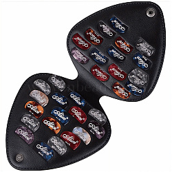 PU Leather Guitar Picks Bag, with Alloy Findings, Thumb Picks Finger Pick, Black, 140x135x10.5mm(AJEW-GF0014-36B)