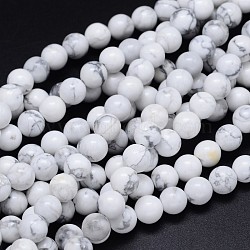 Round Natural Howlite Bead Strands, 8mm, Hole: 1mm, about 49pcs/strand, 15.3 inch(G-F222-14-8mm)