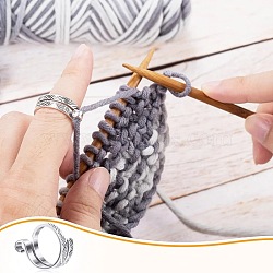 Alloy Wrapped Cuff Ring, Knitting Loop Crochet Loop, Yarn Guide Finger Holder, Antique Silver, US Size 7 1/4(17.5mm)(RJEW-G286-01AS)