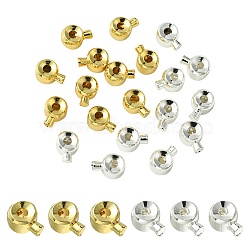 20Pcs 2 Colors Brass Crimp Beads, Rondelle, Golden & Silver, 4.3x3.1x2.5mm, Hole: 0.8mm, 10pcs/color(KK-CJ0001-92)